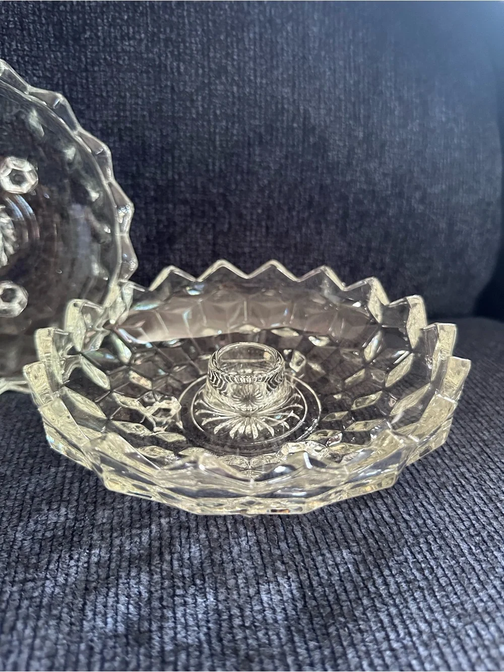 Vintage Fostoria Crystal Taper Candle Dishes - Pair in Excellent Condition